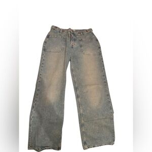 Free People Faded Light Blue Straight-Leg Jeans